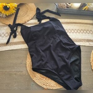 Womens One-Piece Swimsuit with Tie Straps L